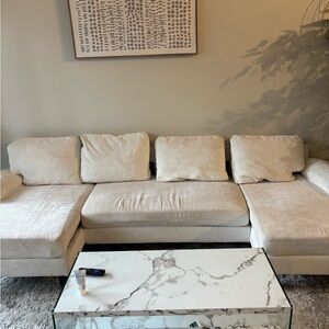 Neutral Beige Sectional Sofa - Spacious 3-Piece